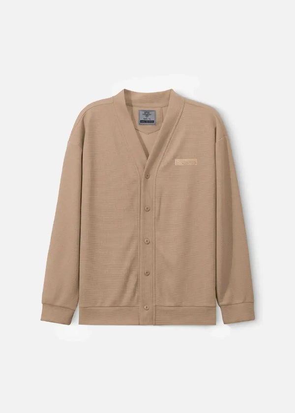 Áo Khoác Cardigan Thoáng Khí Ít Nhăn Bền Màu Seventy Seven 038 Màu Nâu Dáng Rộng Rãi F4