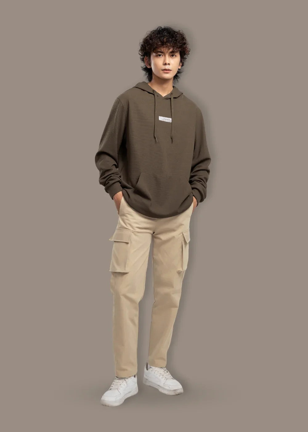 Áo Khoác Hoodie Waffle Thoáng Khí Seventy Seven 39 Nâu Đậm - YaMe.vn