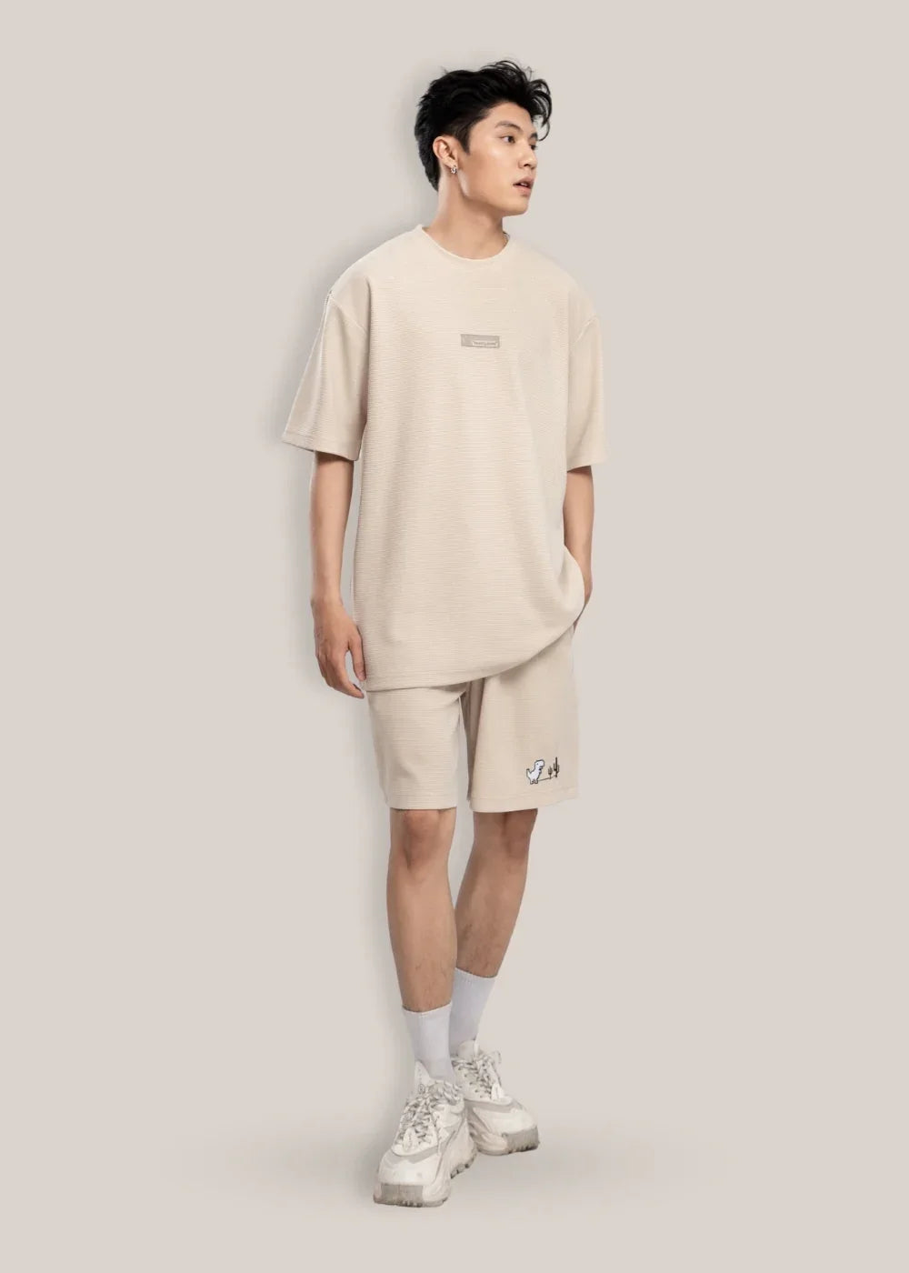 Áo Thun Tay Ngắn Waffle Thoáng Khí Seventy Seven 10 Be Nâu Nhạt - YaMe.vn