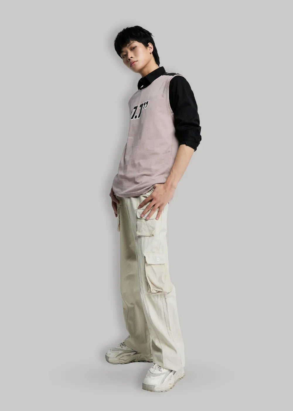 Áo Thun 3 Lỗ Cotton Thoáng Khí Seventy Seven 14 Nâu Nhạt - YaMe.vn