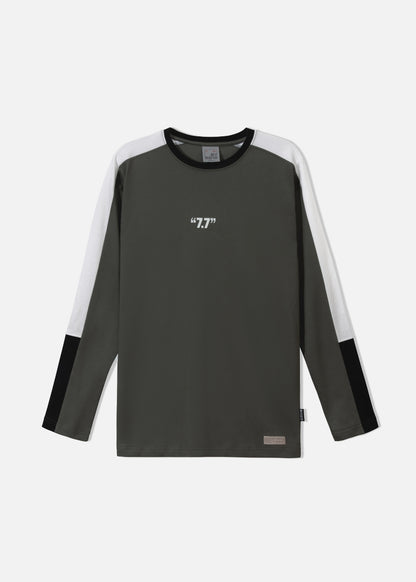Áo Thun Tay Dài Cotton Phối Màu Seventy Seven 16 Xanh Rêu