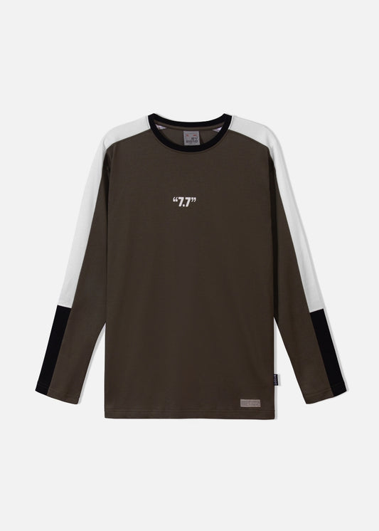 Áo Thun Tay Dài Cotton Phối Màu Seventy Seven 16 Nâu Đậm