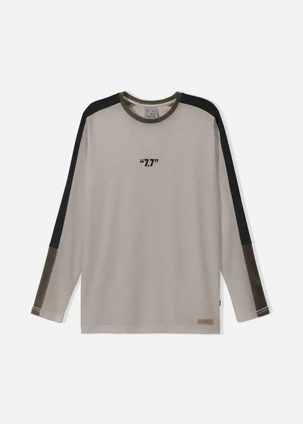 Áo Thun Tay Dài Cotton Phối Màu Seventy Seven 016 Màu Nâu Nhạt Dáng Vừa Vặn F3