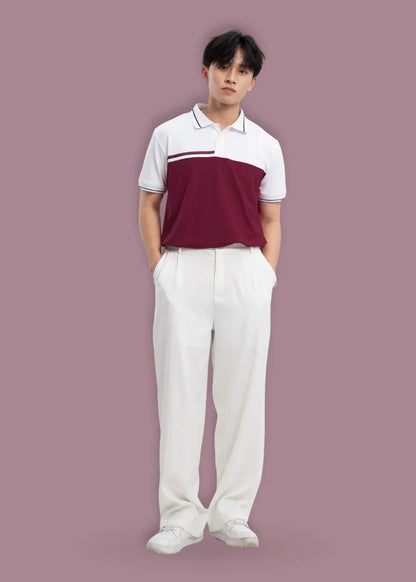 Áo Polo Phối Màu Pique Thoáng Mát Seventy Seven 19 Trắng Đỏ - YaMe.vn