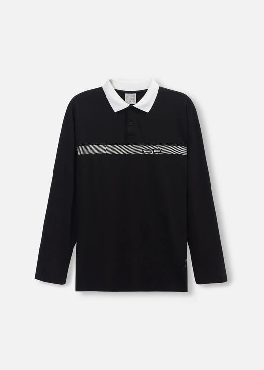 Áo Polo Tay Dài Seventy Seven 20 Đen - YaMe.vn