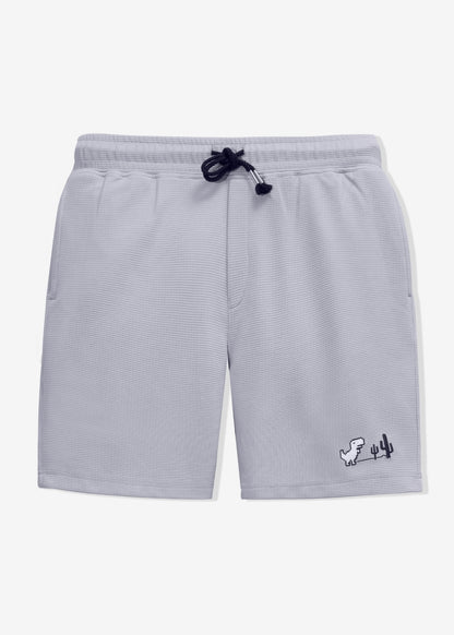 Quần Short Nam Thun Waffle 7 Inch Thoáng Khí Seventy Seven 30 Xám Trắng