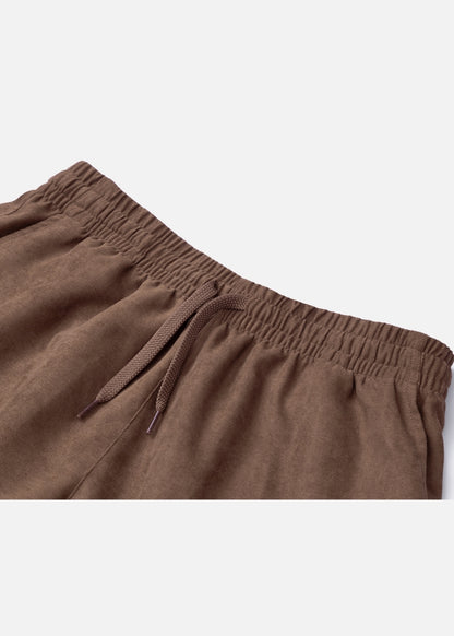 Quần Short Nam Corduroy Lưng Thun Seventy Seven 32 Nâu