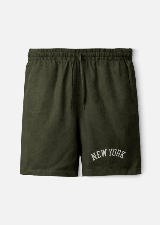 Quần Short Nam Corduroy Lưng Thun Seventy Seven 32 Xanh Rêu
