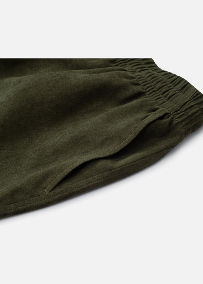 Quần Short Nam Corduroy Lưng Thun Seventy Seven 32 Xanh Rêu