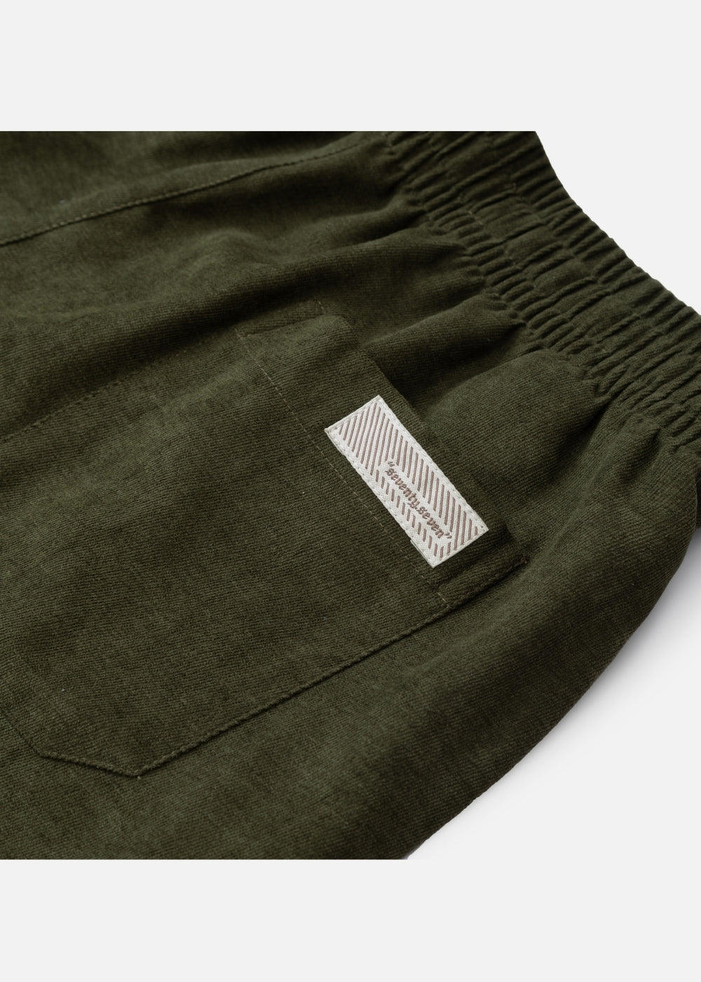 Quần Short Nam Corduroy Lưng Thun Seventy Seven 32 Xanh Rêu
