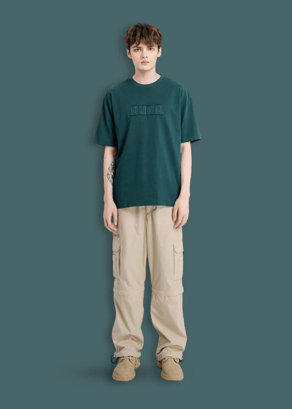 Áo Thun Aura Cotton Mềm Mại No Style M13 Xanh Lá Đậm - YaMe.vn