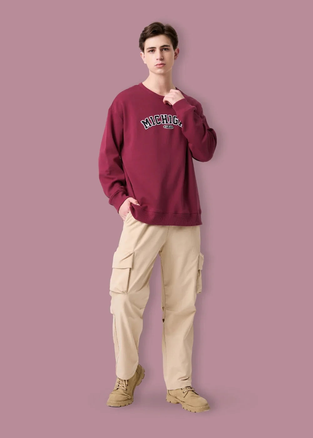 Áo Thun Sweater Cotton Giữ Ấm No Style M20 Đỏ Đậm - YaMe.vn