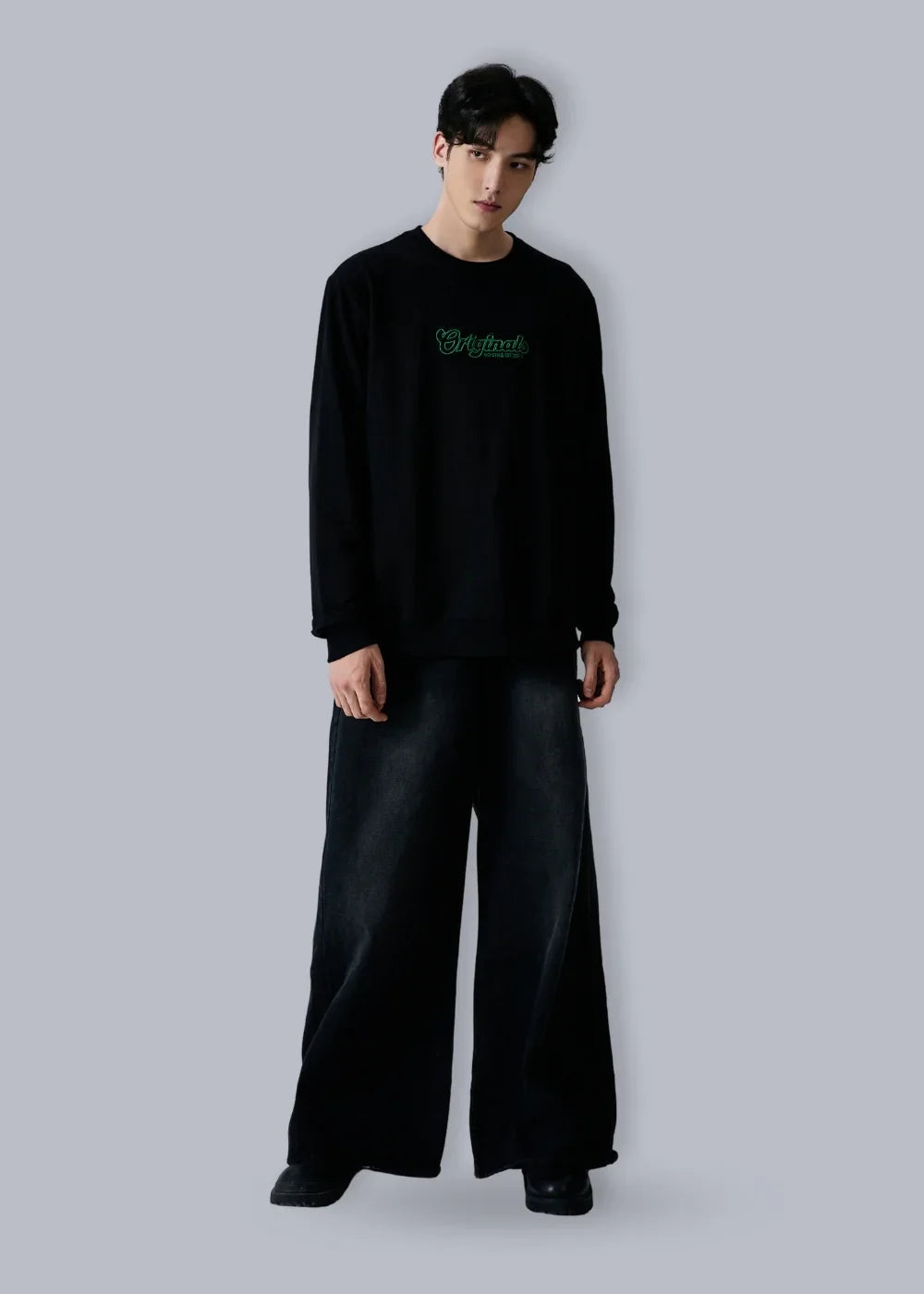 Áo Thun Sweater Cotton Co Giãn No Style M19 Đen - YaMe.vn