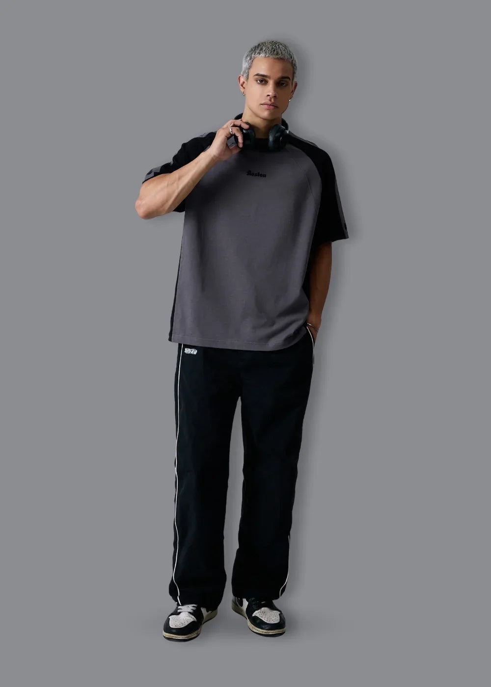 Áo Thun Tay Ngắn Boxy Mềm Mịn No Style M4 Xám Đen - YaMe.vn