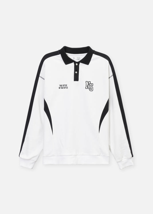 Áo Polo Sweater Cotton Phối Màu No Style M37 Trắng