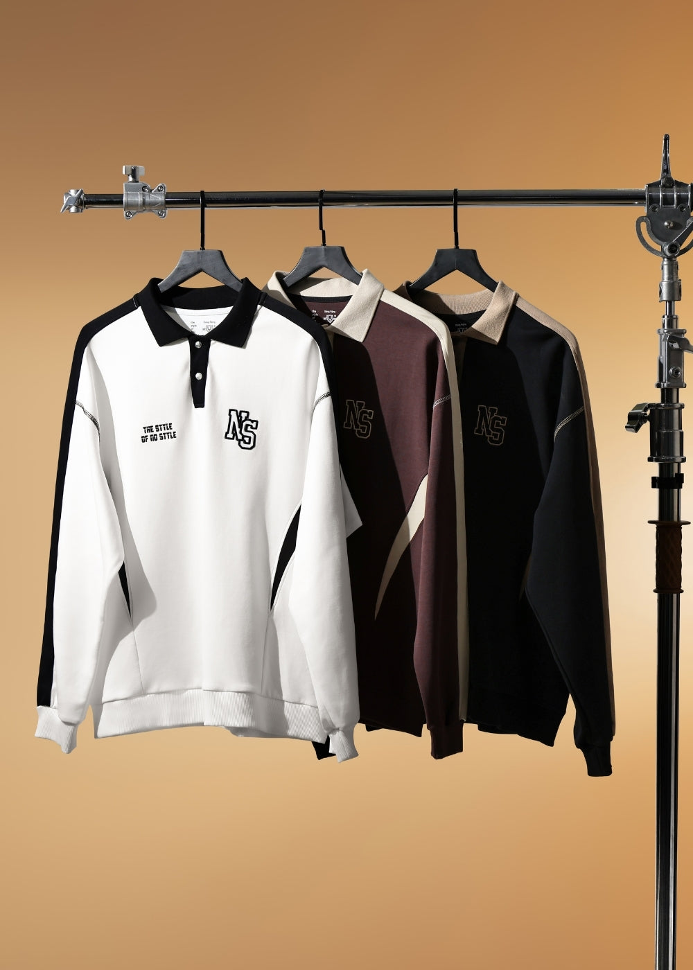 Áo Polo Sweater Cotton Phối Màu No Style M37 Đen