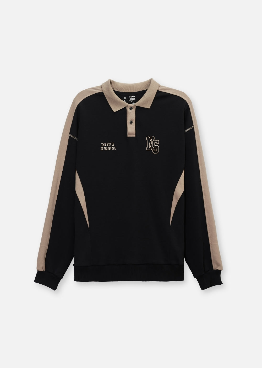 Áo Polo Sweater Cotton Phối Màu No Style M37 Đen