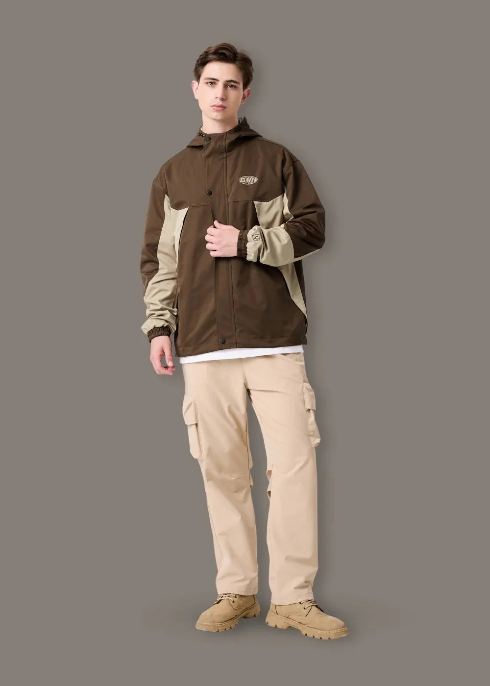 Áo Khoác Gió Phối Màu 2 Lớp Thoáng Khí No Style M52 Nâu Be - YaMe.vn