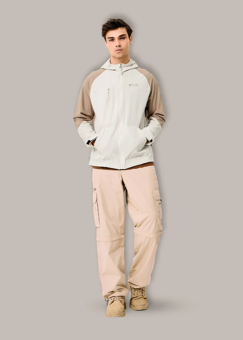 Áo Khoác Gió Co Giãn 2 Lớp No Style M53 Be Nâu - YaMe.vn