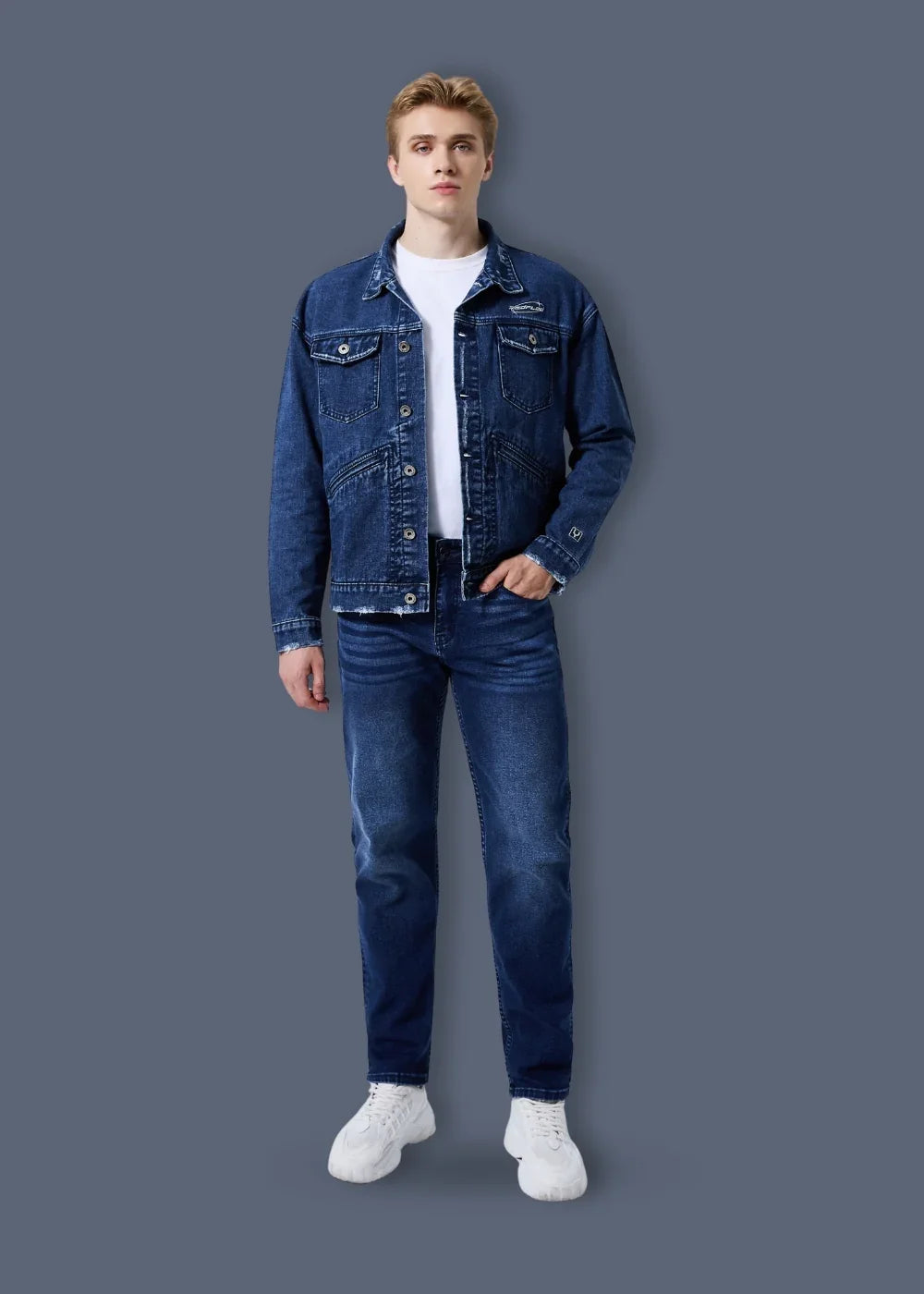 Áo Khoác Jeans Wash Rách The Original M069 Xanh Dương Đậm - YaMe.vn