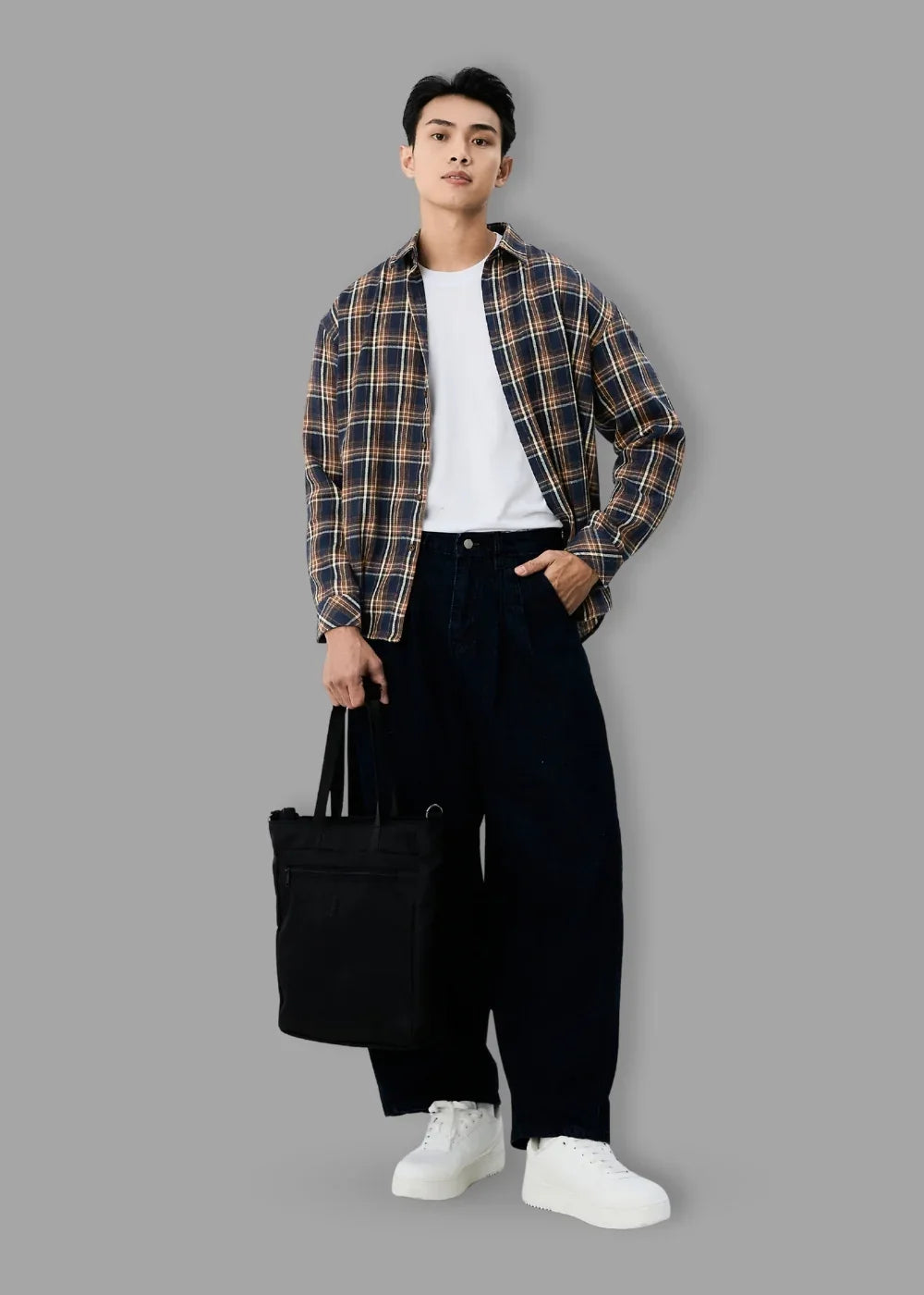 Áo Sơ Mi Caro Tay Dài Mềm Mịn No Style M62 Xanh Dương Nâu - YaMe.vn