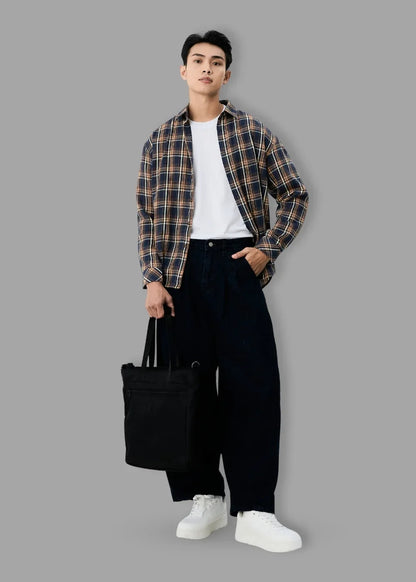 Áo Sơ Mi Caro Tay Dài Mềm Mịn No Style M62 Xanh Dương Nâu - YaMe.vn