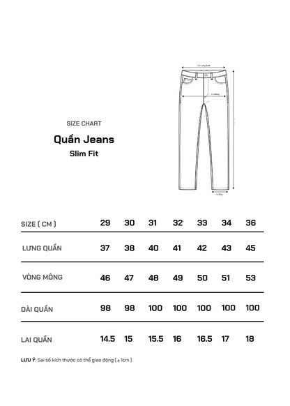 Quần Jeans Slimfit Co Giãn The Original M100 Xanh Nhạt