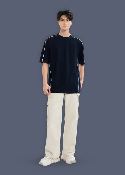 Áo Thun Tay Ngắn Waffle Co Giãn Seventy Seven 44 Xanh Dương Đậm - YaMe.vn