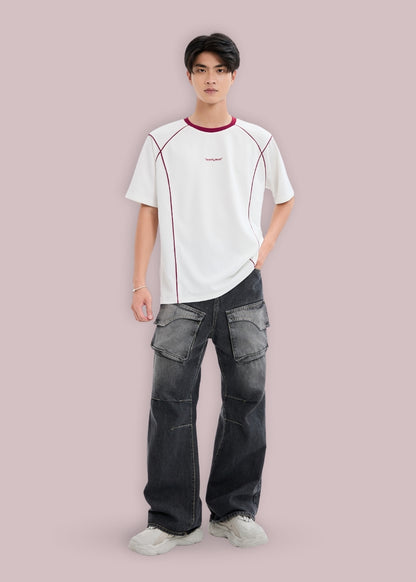 Áo Thun Waffle Line Art Co Giãn Seventy Seven 46 Trắng