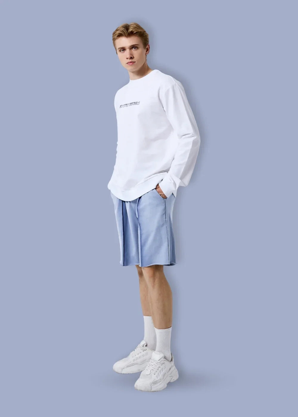 Quần Short Thun Ombre 7 Inch No Style M88 Xanh Dương Nhạt - YaMe.vn