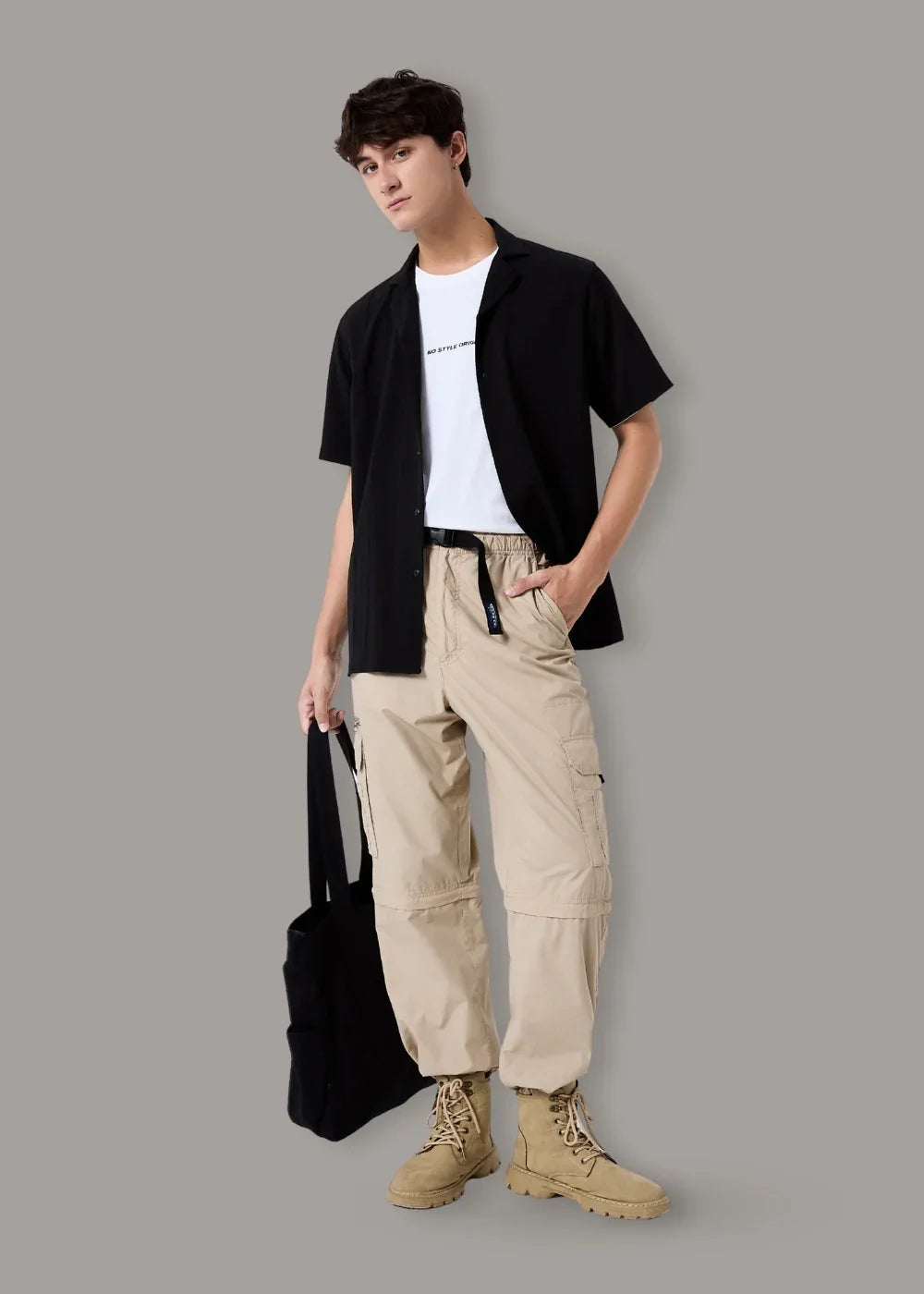 Áo Sơ Mi Cuban Jacquard Co Giãn No Style M81 Đen - YaMe.vn