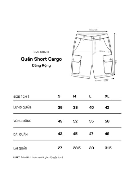Quần Short Cargo 7 Inch Kaki Bền No Style M95 Xanh Rêu