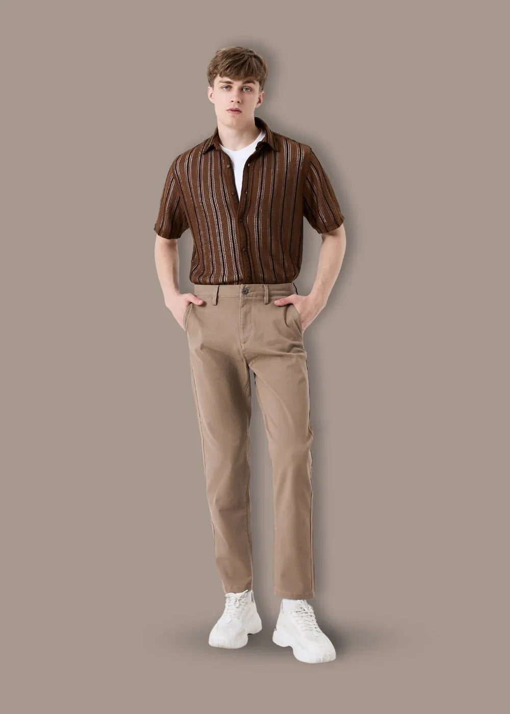 Quần Kaki Chinos Co Giãn Thoáng Mát The Minimalist 011 Nâu - YaMe.vn