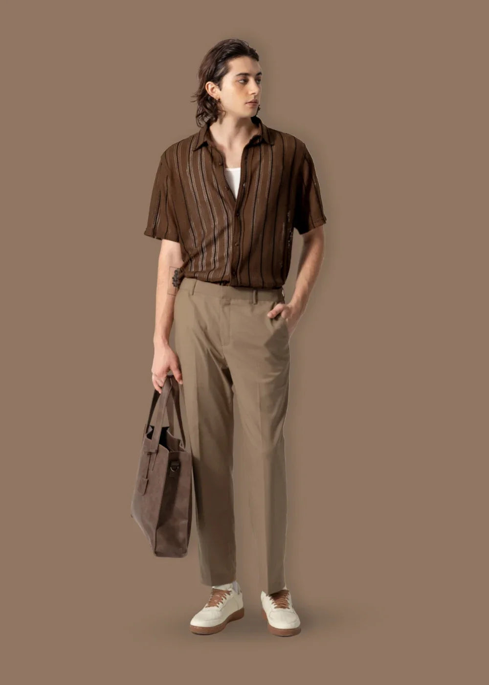 Quần Tây Casual Mềm Mại Non-Iron 010 Nâu - YaMe.vn