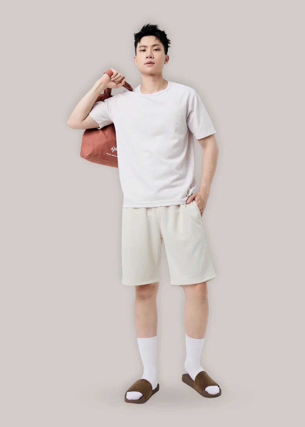 Quần Short Thun 9 Inch Thoáng Mát Non Branded 05 Be - YaMe.vn