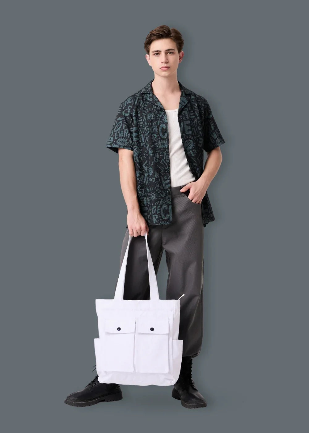 Áo Sơ Mi Cuban Họa Tiết No Style M79 Đen - YaMe.vn