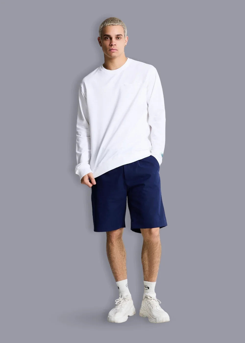 Quần Short Kaki 7 Inch Kháng Khuẩn No Style M93 Xanh Dương Đậm - YaMe.vn