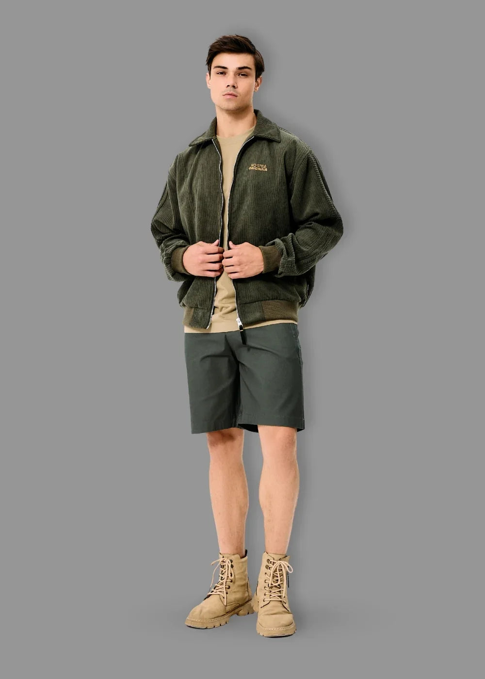 Quần Short Kaki 7 Inch Co Giãn No Style M92 Xanh Lá Đậm - YaMe.vn