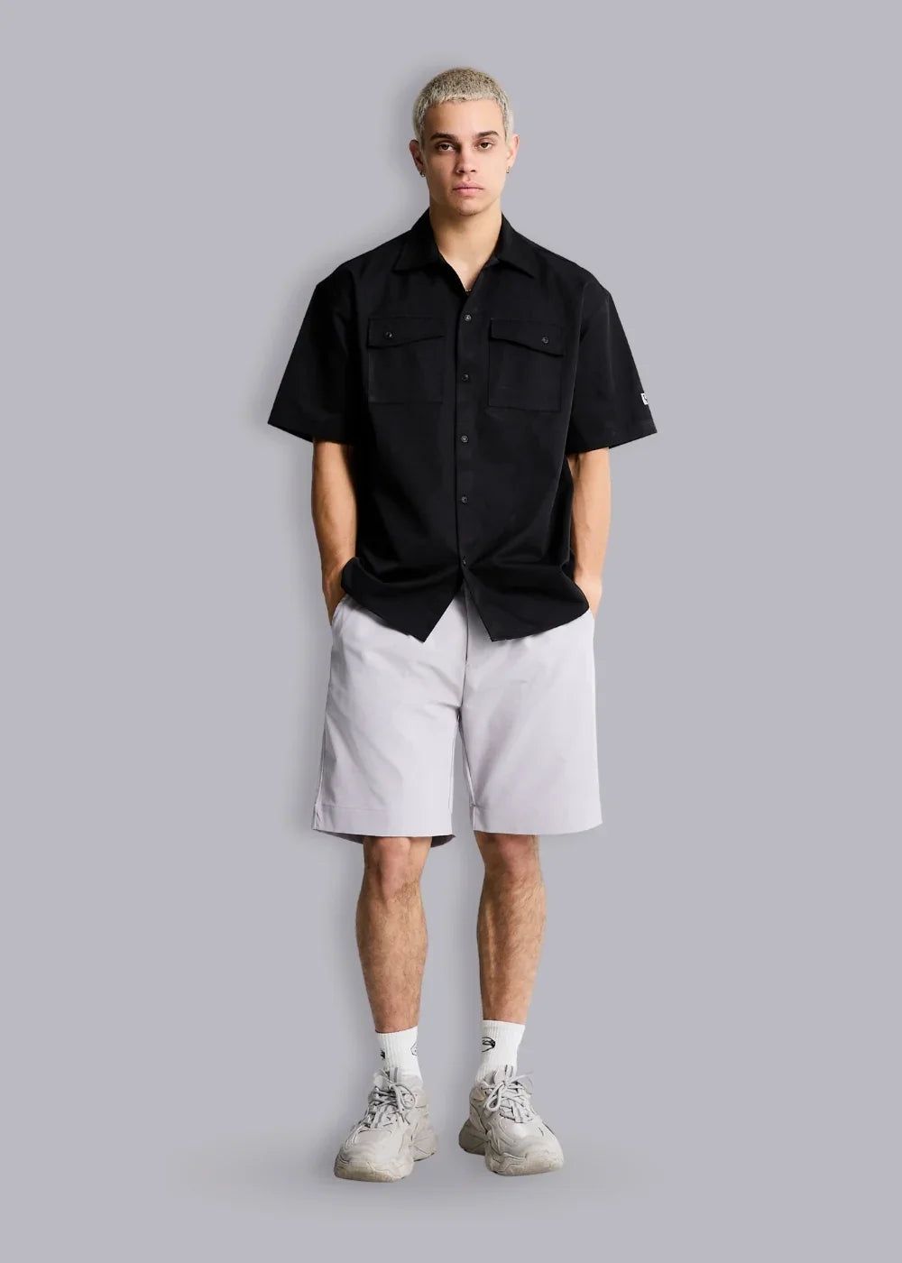 Quần Short Kaki 7 Inch Kháng Khuẩn No Style M93 Xám Nhạt - YaMe.vn