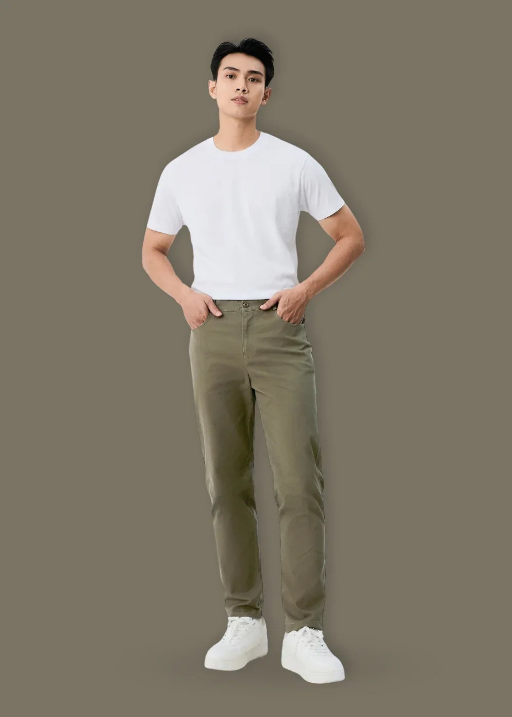 Quần Kaki Chinos Co Giãn Non Branded 32 Xanh Lá Đậm - YaMe.vn