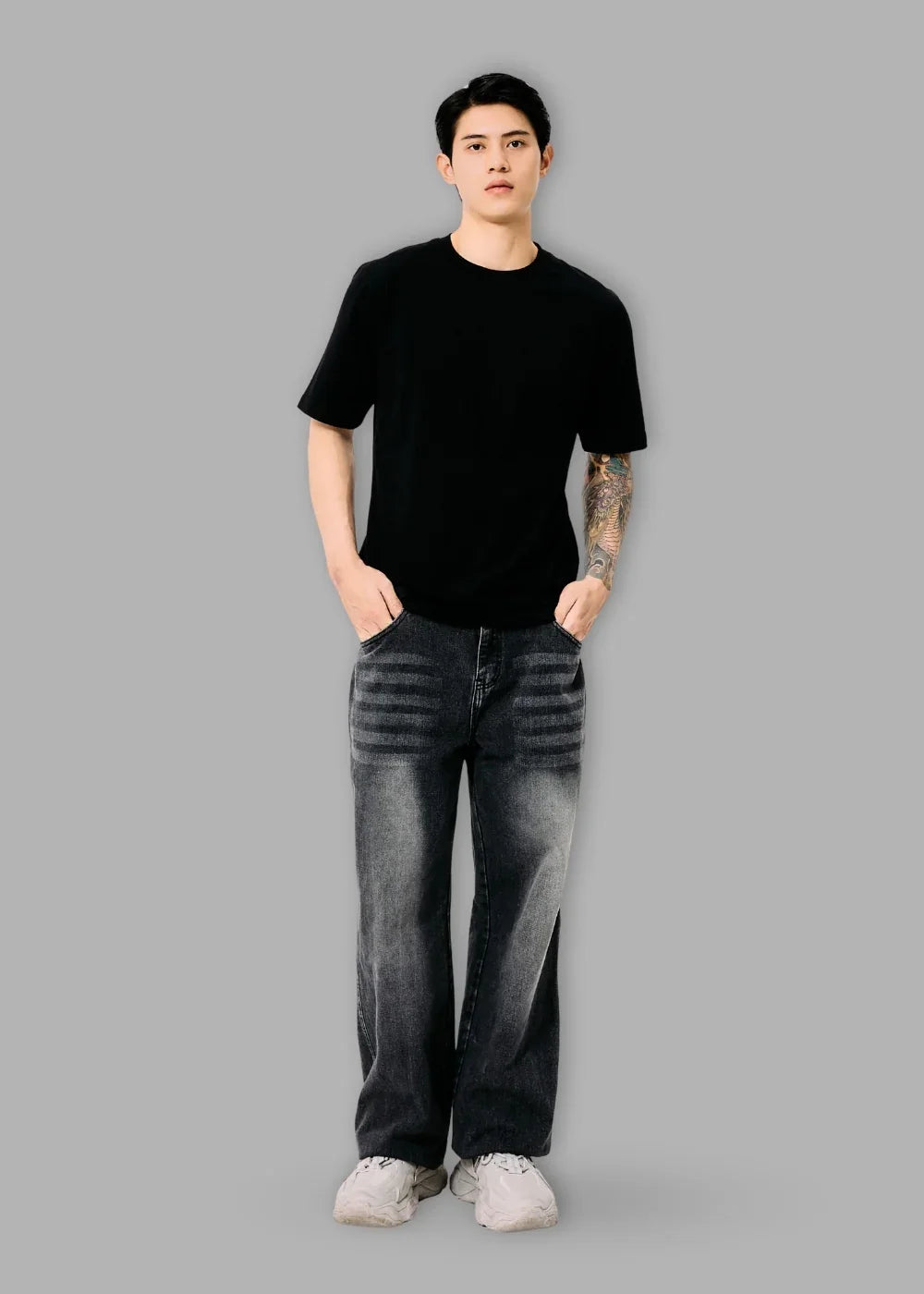 Áo Thun Cotton Wash Siêu Mềm Non Branded 39 Đen - YaMe.vn