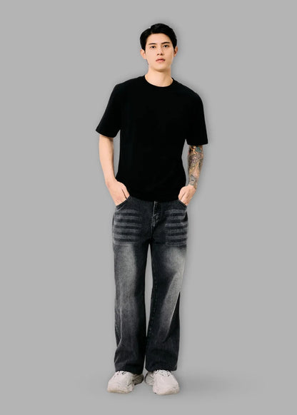 Áo Thun Cotton Wash Siêu Mềm Non Branded 39 Đen - YaMe.vn