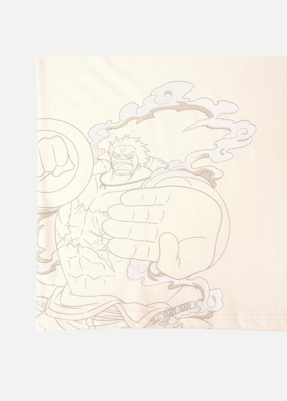 Áo Thun Tay Ngắn Cotton ONE PIECE-WANO 04 Kem
