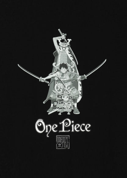 Áo Thun Tay Ngắn Cotton ONE PIECE-WANO 12 Đen