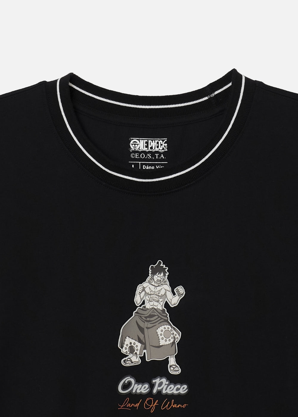 Áo Thun Tay Ngắn Cotton ONE PIECE-WANO 05 Đen