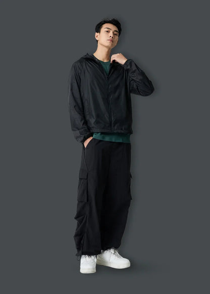 Áo Khoác Gió Parka Siêu Nhẹ Gấp Gọn Thông Minh Non Branded 046 Đen - YaMe.vn