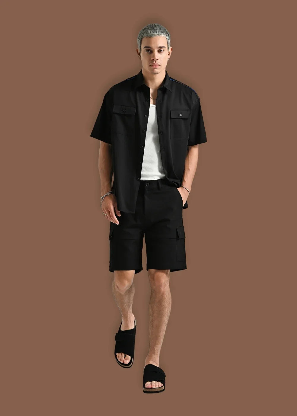 Áo Sơ Mi Tay Ngắn Nhẹ Thoáng Mát The Weekend 036 Đen - YaMe.vn