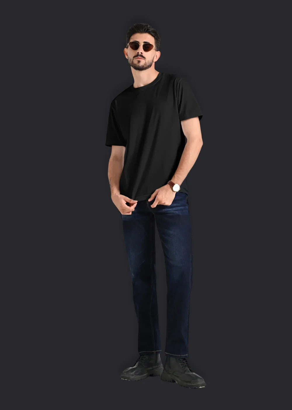 Áo Thun Slim Fit Co Giãn Non Branded 47 Đen - YaMe.vn