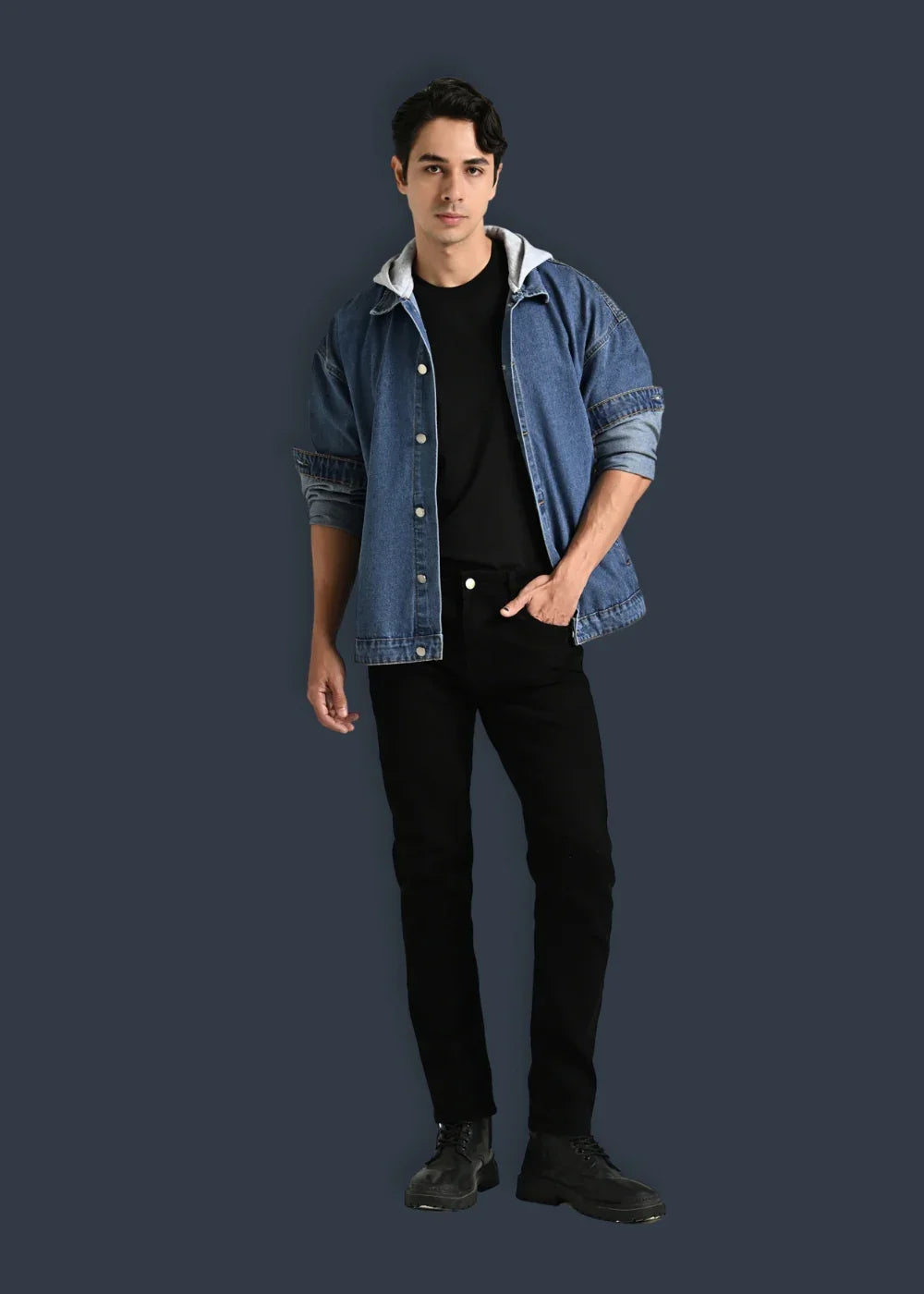 Áo Khoác Jean Phối Nón The Original 039 Xanh Dương - YaMe.vn