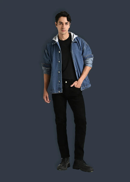 Áo Khoác Jean Phối Nón The Original 039 Xanh Dương - YaMe.vn